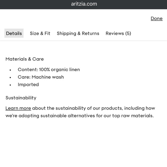 LIKE NEW ARITZIA LINEN SHIRT DRESS - Picture 5 of 6